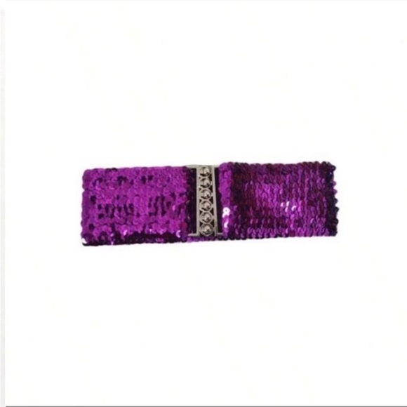 6 PC Purple Sequin Gloves and Accessories Set - Picture 4 of 10